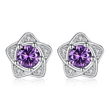 Load image into Gallery viewer, 925 Sterling Silver Star Purple White Zircon Stud Earring