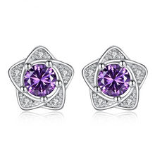 Load image into Gallery viewer, 925 Sterling Silver Star Purple White Zircon Stud Earring