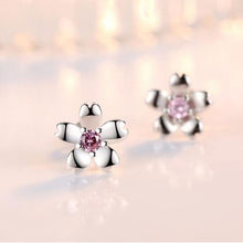 Load image into Gallery viewer, 925 Sterling Silver Peach Blossom Cherry Flower Stud Earring