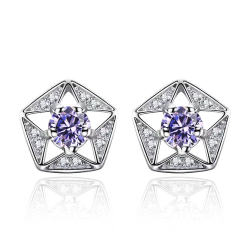 Silver Plated Shiny Crystal Stud Earring