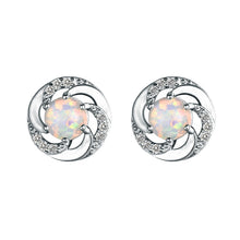 Load image into Gallery viewer, 925 Sterling Silver Fire Opal Stud Earring