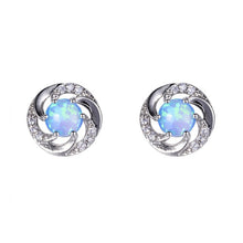 Load image into Gallery viewer, 925 Sterling Silver Fire Opal Stud Earring