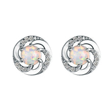 Load image into Gallery viewer, 925 Sterling Silver Fire Opal Stud Earring