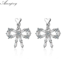 Load image into Gallery viewer, 925 Sterling Silver Zircon Bow-knot Stud Earring