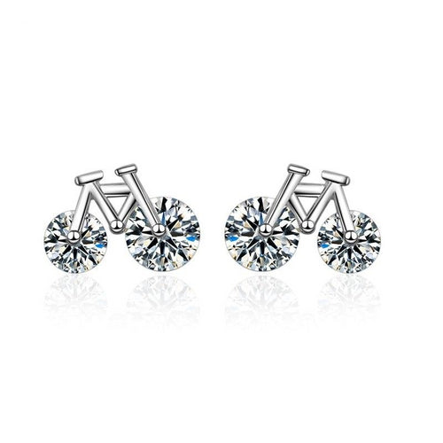 925 Sterling Silver Bicycle Design Stud Earring